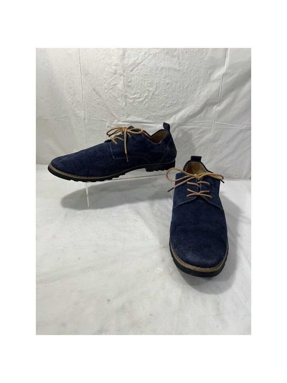 iLoveSIA Men's Blue Suede Tan Accents Oxford Shoes Sz 9 - Picture 7 of 16